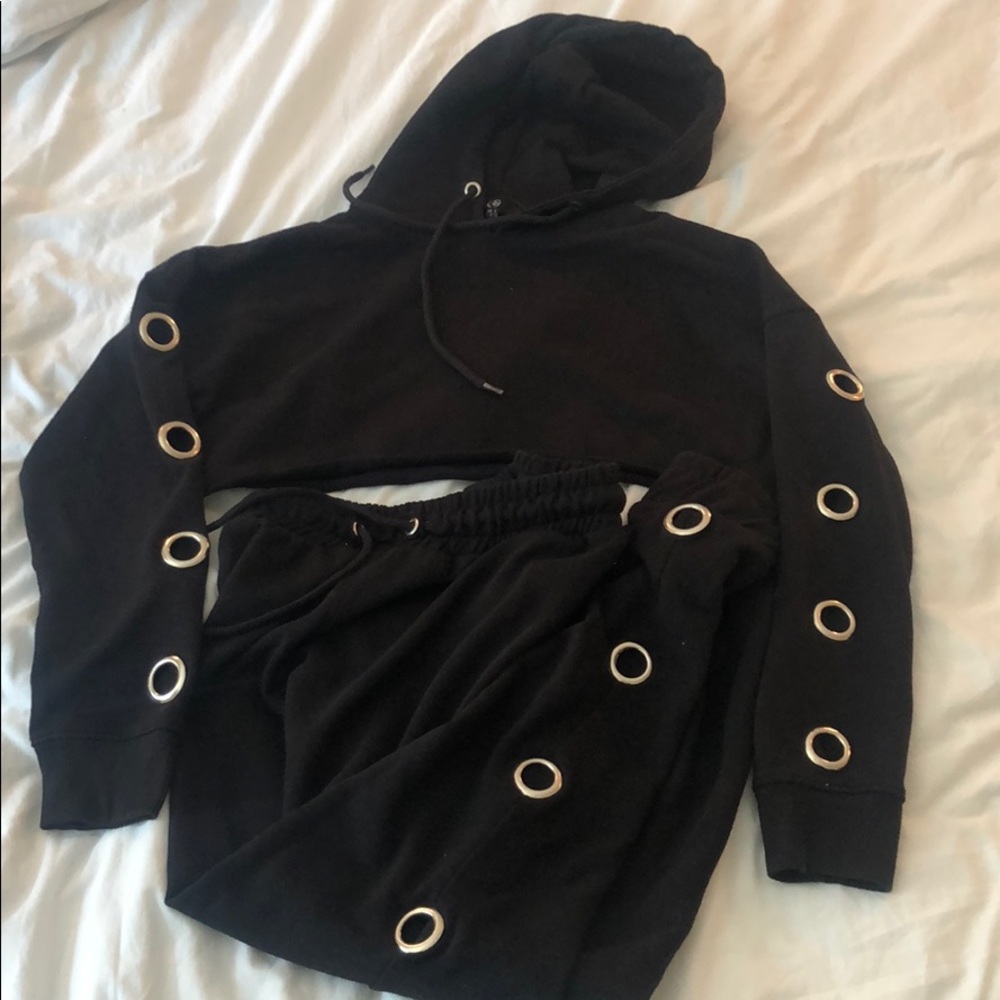 Missguided black grommet sweat set